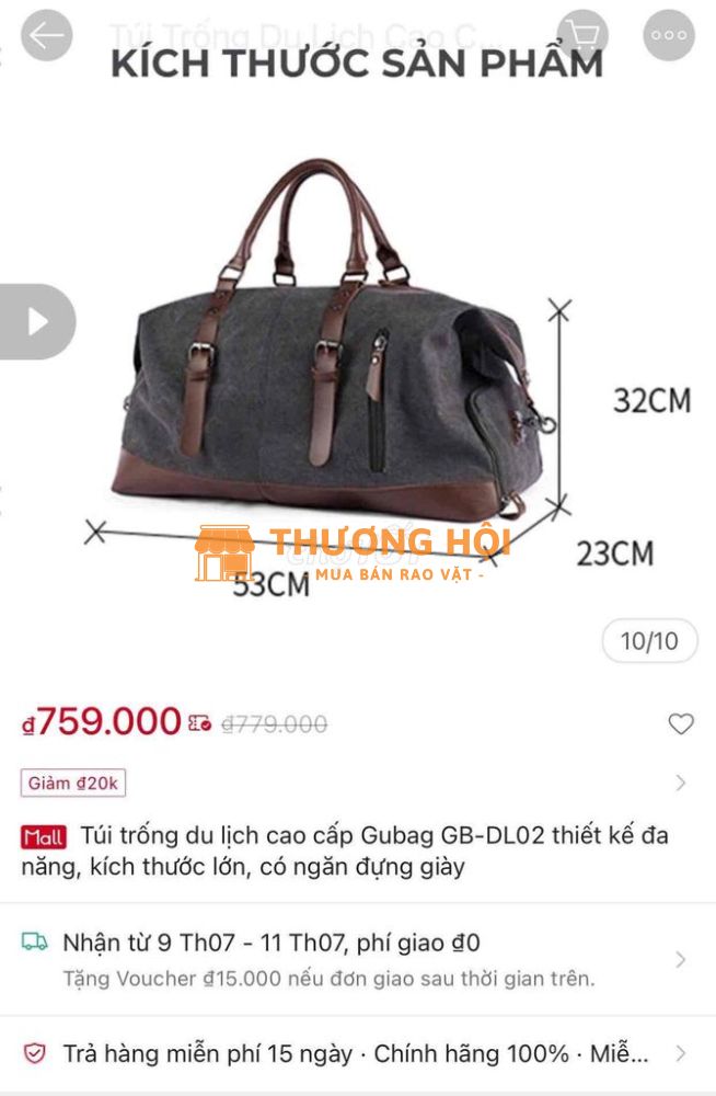 Thanh lý túi trống du lịch