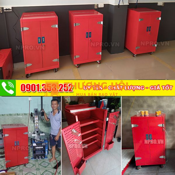 Tủ đồ nghề 2 cánh 5 ngăn NPRO màu đỏ chuyên dùng để vật tư, thiết bị làm xe máy / ô tô