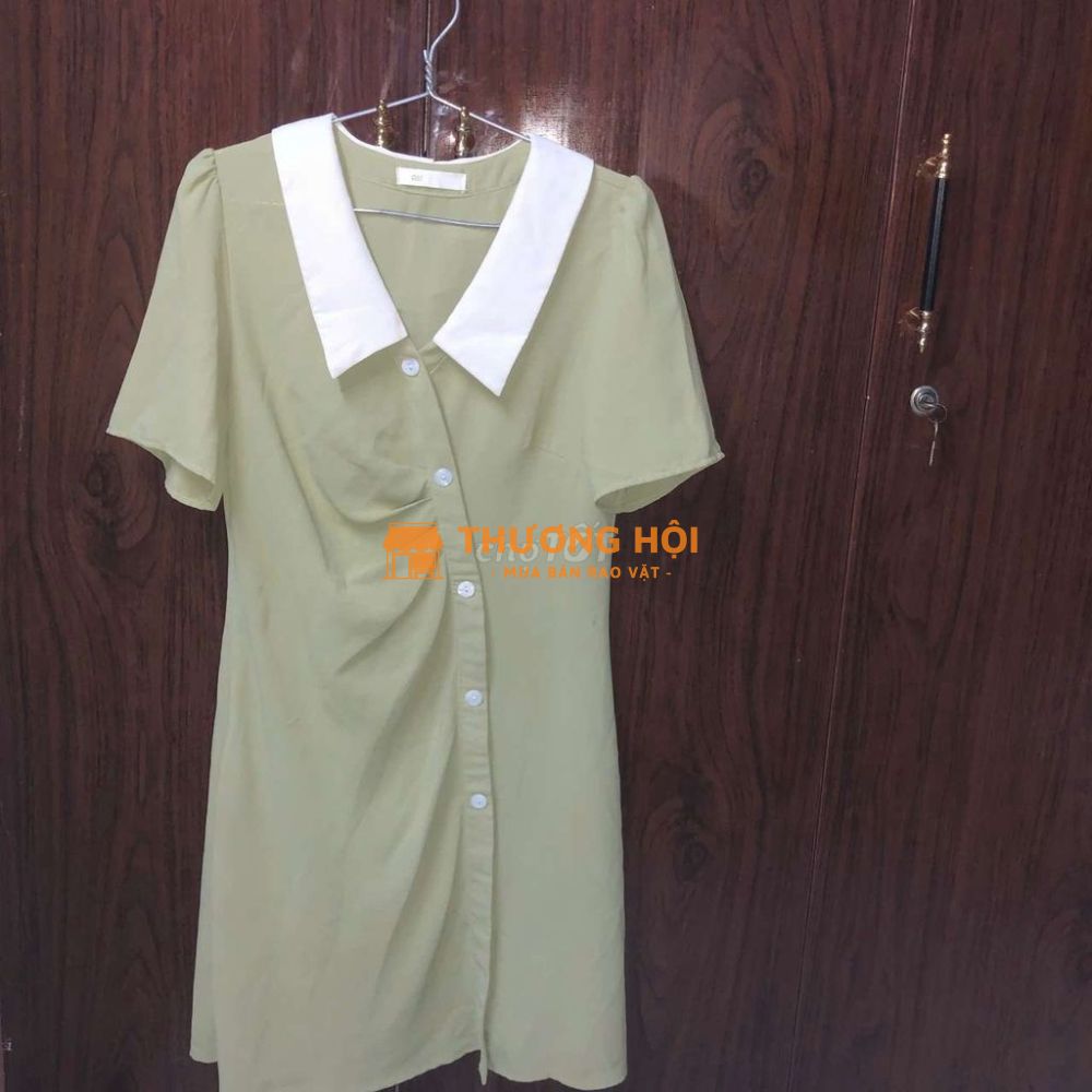 Đầm công sở màu xanh