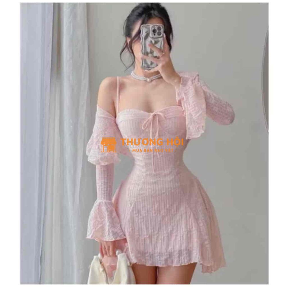 Pass Set Đầm Lưới Thêu Hoa Rã Mãnh Tone Màu Ngọt N