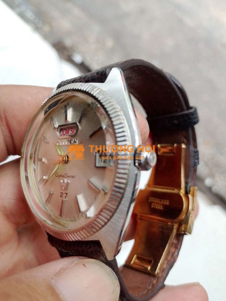 Citizen quartz, dây da, khóa bướm