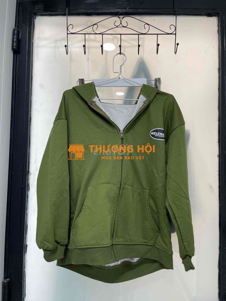 Áo khoác nỉ Welena màu xanh olive