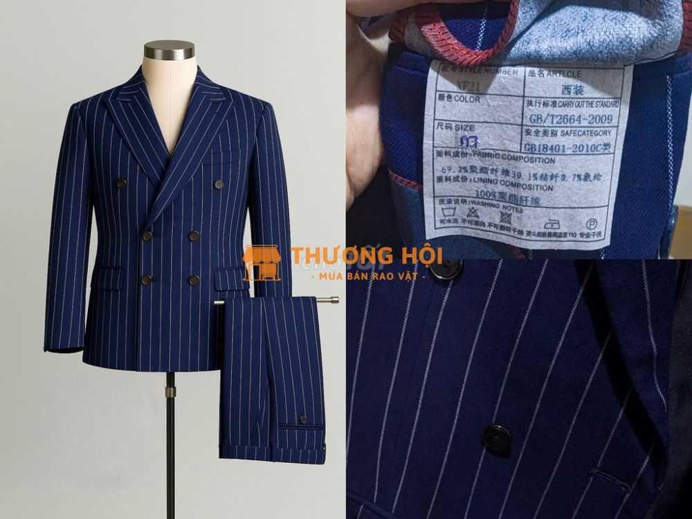 Bộ Vest nam xanh dương đậm size M cực đẹp