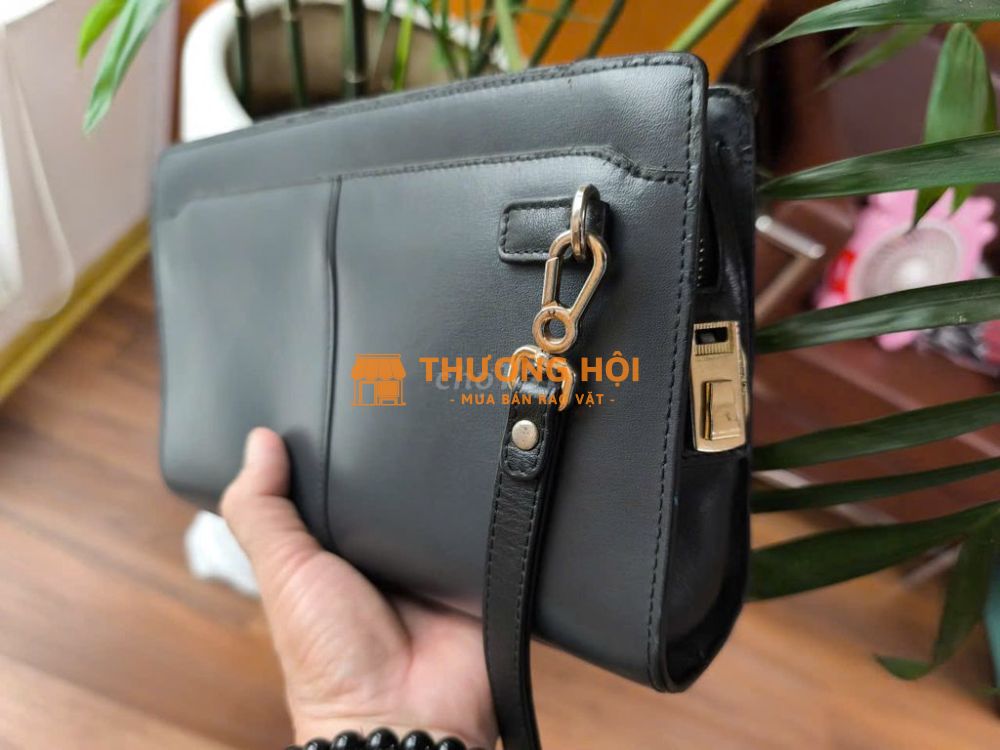 VÍ DA NAM CẦM TAY PRADA MÀU ĐEN MODEL VNP53
