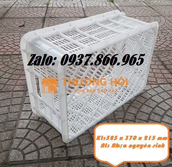 Sọt nhựa dùng trong cont lạnh, sóng nhựa nguyên sinh sọt nhựa 525 x 370 x 215 mm
