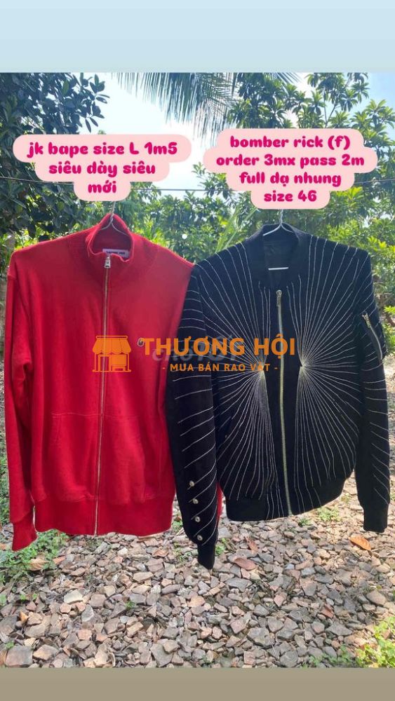 pass 2 con áo hiệu bape và rickowens