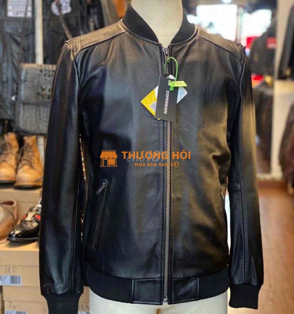 Áo bomber da bò hạt trẻ trung