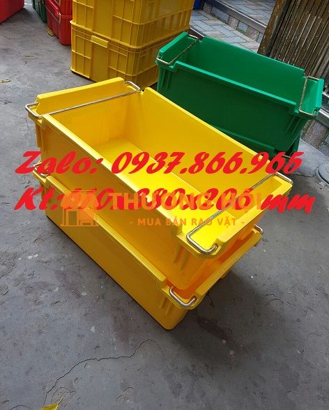 Khay nhựa HPDE bền đẹp, khay có quai giá rẻ, khay nhựa có quai sắt 2 đầu