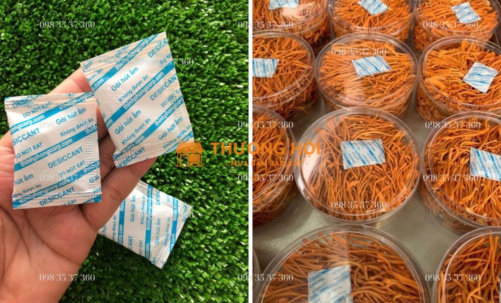 Bảo quản, giữ khô Đông trùng hạ thảo bằng gói hút ẩm Thịnh Phong