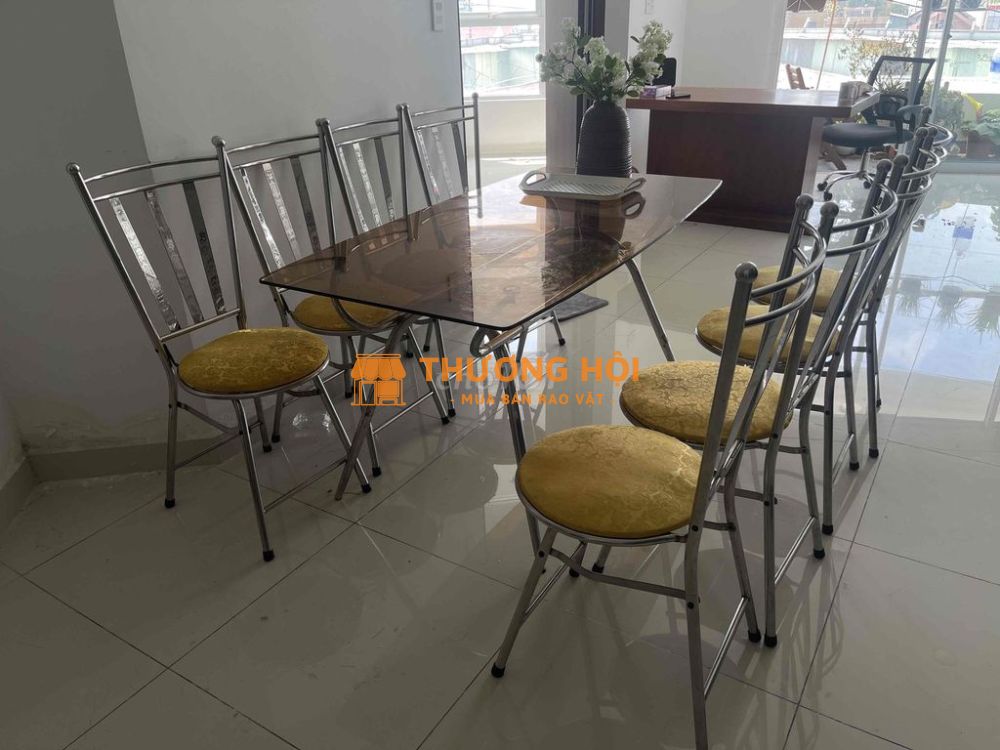 Bộ bàn ăn inox tám ghế