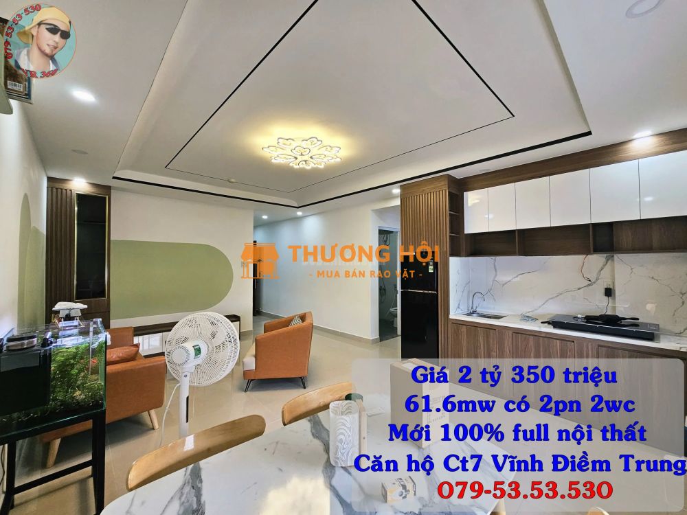 Căn hộ CT7 vinh điềm trung Nha Trang. có riêng sở hưu lâu dài. 2pn 2 wc. giá chỉ 2 ty 350 chính