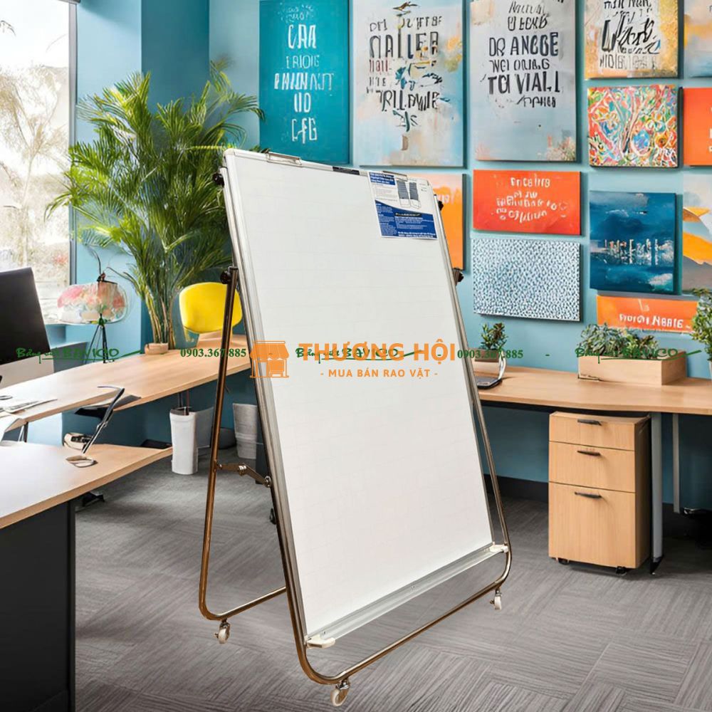 BẢNG TRẮNG CÓ CHÂN ĐẨY INOX CÓ BÁNH XE – HÀN QUỐC BVC