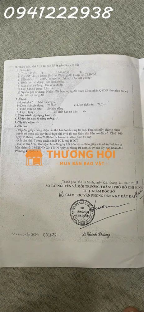 Bán Nhà 473/6 Bà Hạt, Quận 10. DT: 3.1m*8m. CN: 23m2. 3 Tầng. Giá 6.3 tỷ