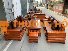 Bộ ghế sofa quây pháo cánh tiên đối gỗ hương đá