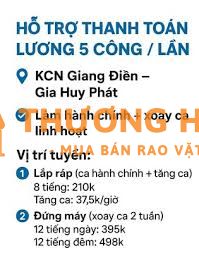 Thanh toán lương 5 ngày/1 lần - kcn giang điền