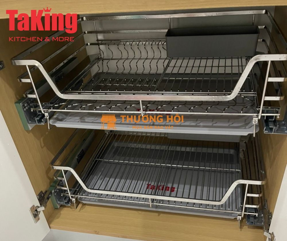 Kệ bát đĩa nan dẹt SUS 304 cao cấp, bền đẹp, không hoen rỉ, an toàn TaKing