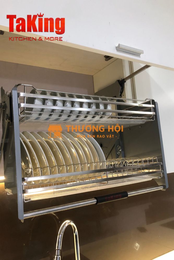 Kệ bát đĩa nâng hạ TaKing di động thông minh, hiện đại,