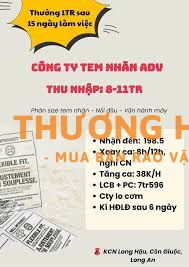 CTY TEM NHÃN ADV - TUYỂN CÔNG NHÂN