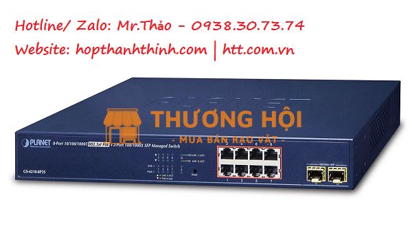 SWITCH POE PLANET GS-4210-8P2S – CHUẨN DOANH NGHIỆP, 10 CỔNG, CÔNG SUẤT LỚN