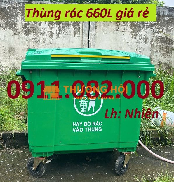 Cung cấp thùng rác 660 lít hàng chất lượng giá rẻ- thùng thu gom rác , bánh đặc, nắp kín- lh 0911082000