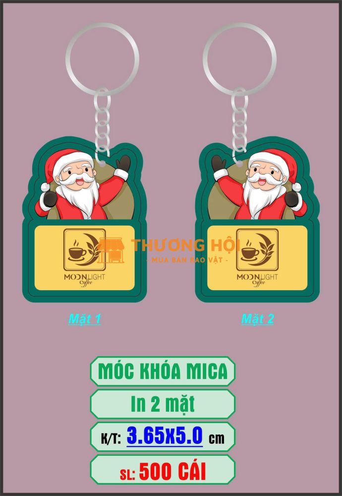 Móc khóa mica cắt tạo hình logo quà tặng giáng sinh