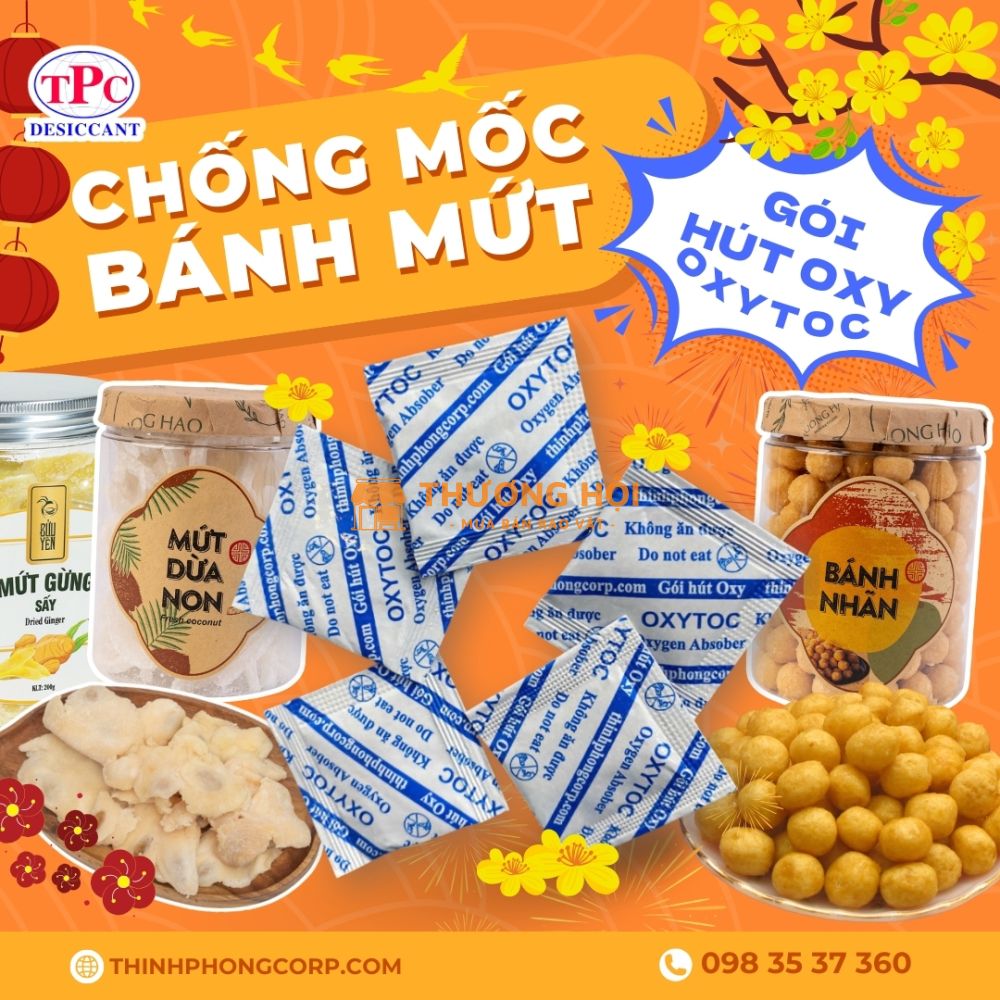 Bánh mứt dễ mốc vì đâu? Giải pháp kiểm soát oxy bằng gói hút Oxytoc
