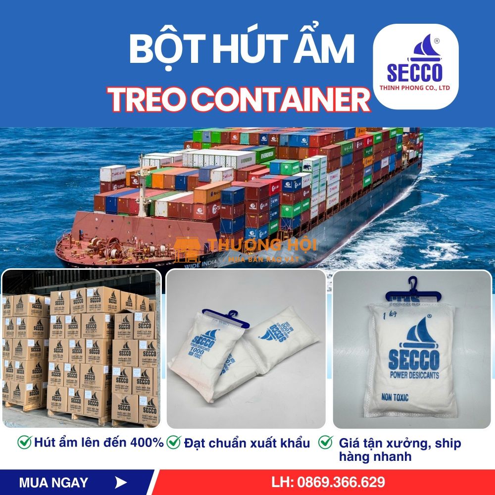 Bột Hút Ẩm SECCO Dạng Túi Treo 500g-1000g: Chống Rò Rỉ, Chuyên Dụng Cho Container