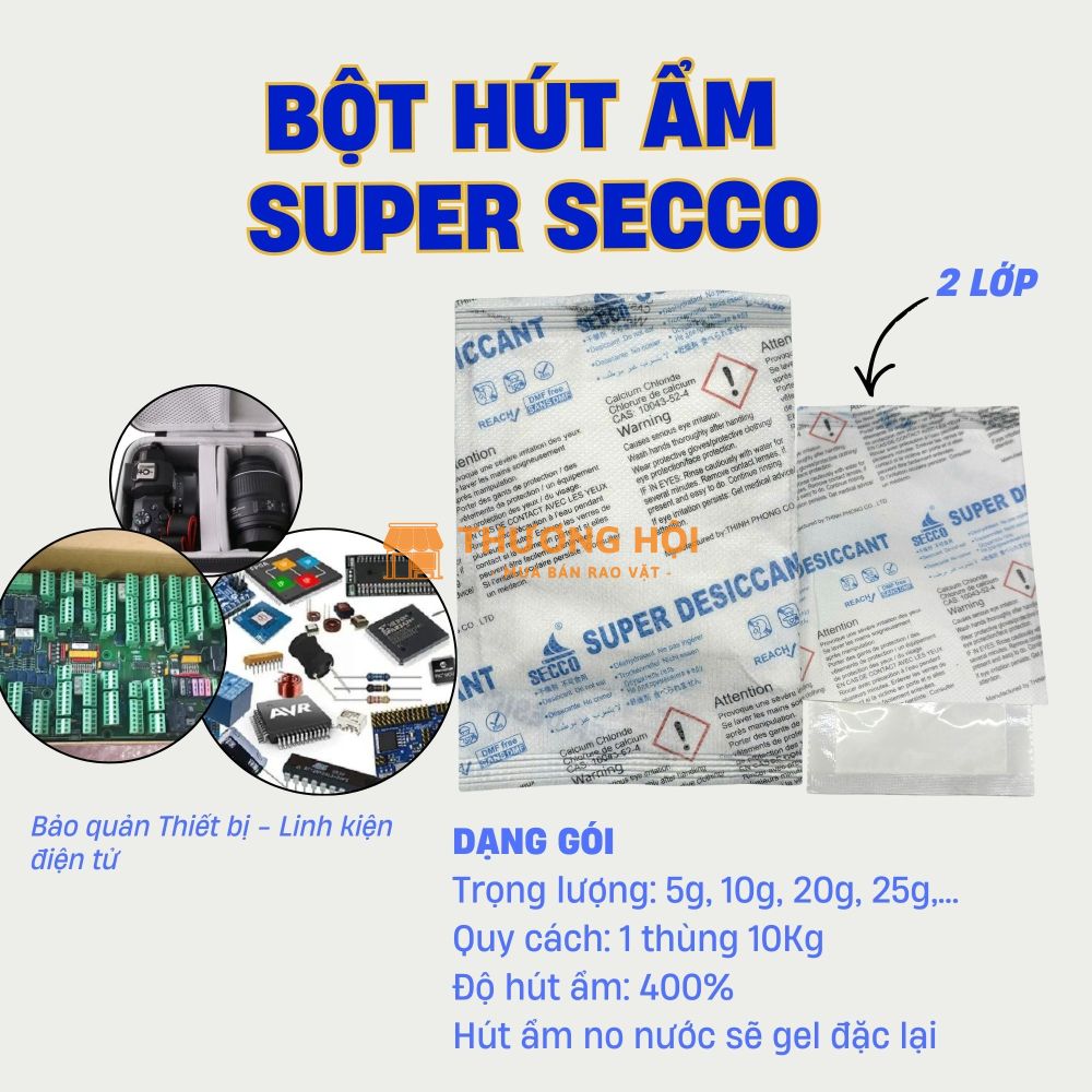 Bột Hút Ẩm Secco gói 5g đến 20g - Bảo Quản cho Linh Kiện Điện Tử