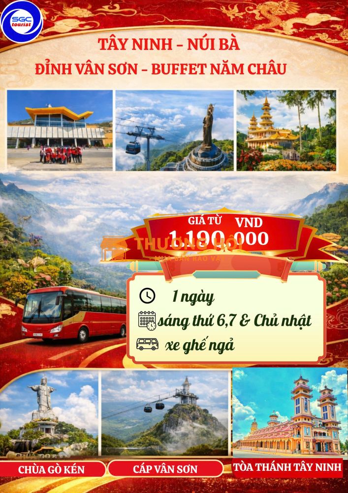 Tây Ninh - Núi Bà - Đỉnh Vân Sơn - Buffet Năm Châu