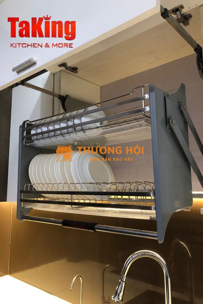 {SUS304} Kệ bát đĩa nâng hạ di động TaKing, chất liệu SUS 304 cao cấp, bền đẹp, hiện đại, an toàn