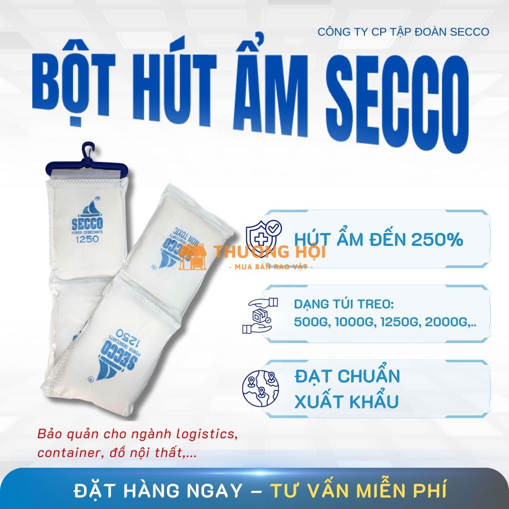 Bột Hút Ẩm Secco - Bột Chống Ẩm 1250g 4 túi treo Container