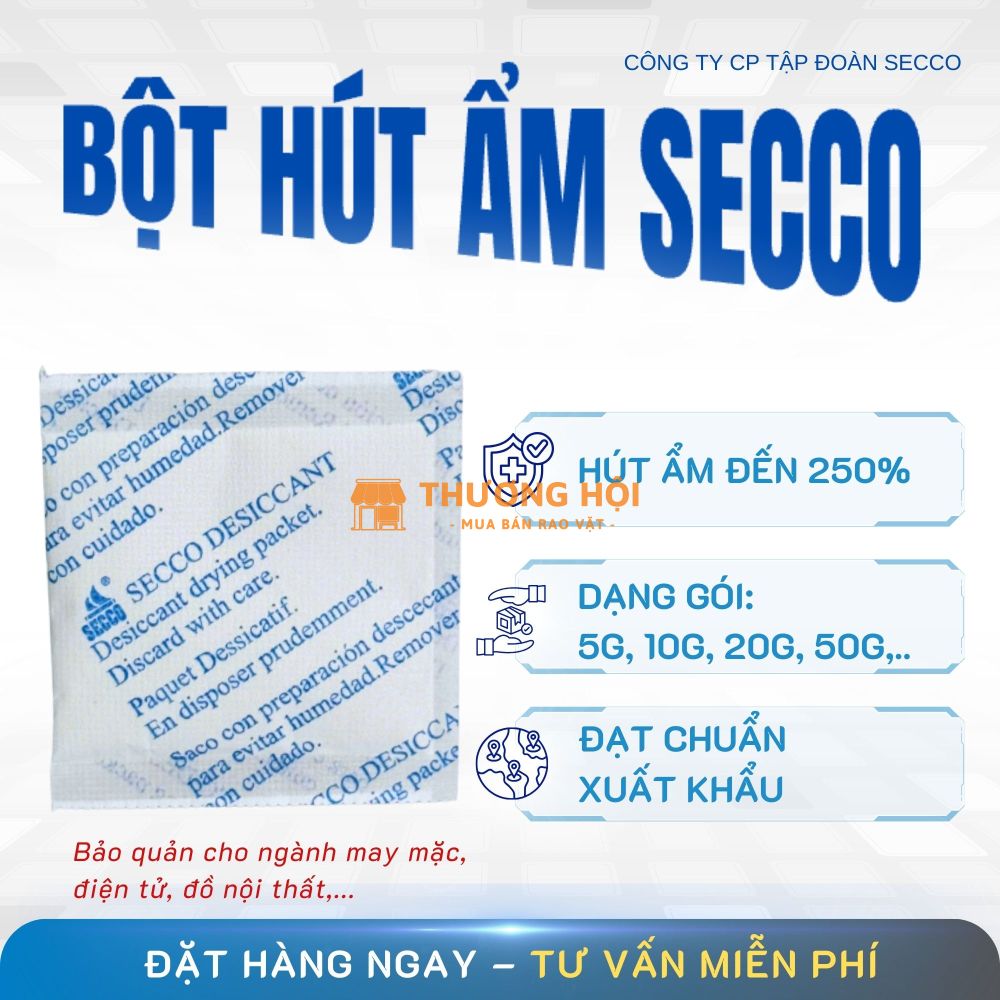 Bột Hút Ẩm Secco - Bột Chống Ẩm 10g bảo quản may mặc, điện tử