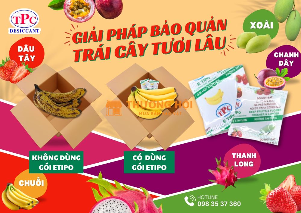 Gói hút khí Ethylen ETIPO – Giải pháp giúp trái cây tươi lâu khi vận chuyển