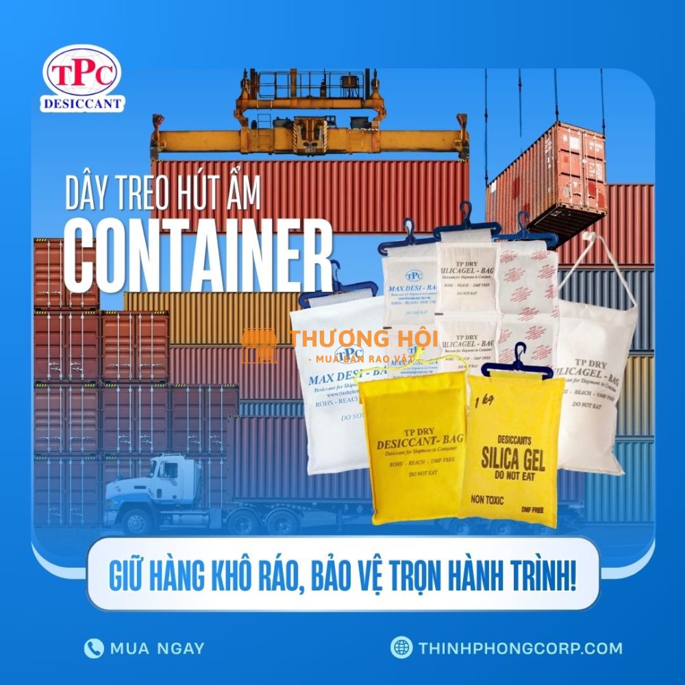 Hạn chế ẩm mốc hàng hóa với dây treo hút ẩm container!