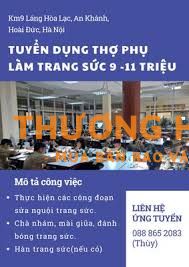 TUYỂN NHÂN CÔNG XƯỞNG TRANG SỨC TẠI AN KHÁNH