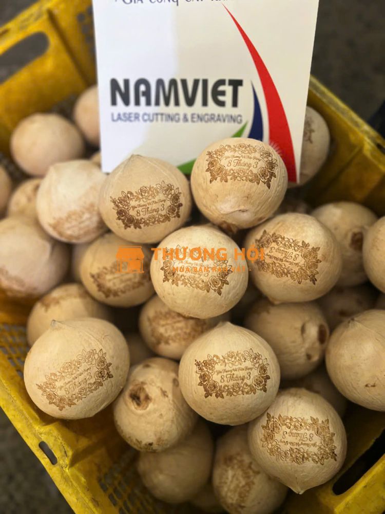 NHẬN KHẮC LASER LÊN TRÁI DỪA – TRANG TRÍ SỰ KIỆN, KHAI TRƯƠNG, QUÀ TẶNG