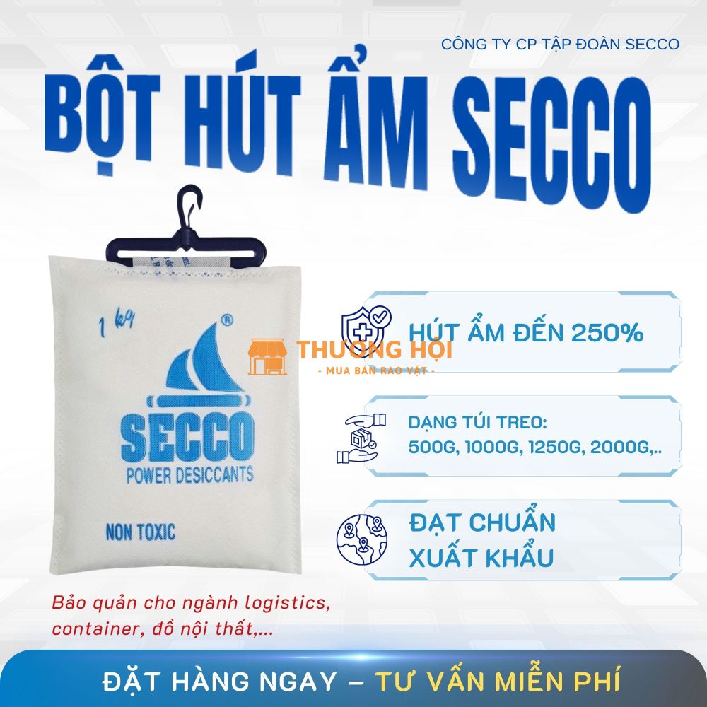 Túi Bột Hút Ẩm Secco 1000g - Chuyên dùng Treo Container