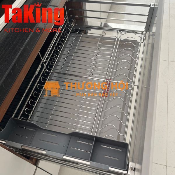 Kệ bát đĩa nan dẹt SUS 304 cánh kéo cao cấp TaKing, chất liệu bền đẹp, an toàn