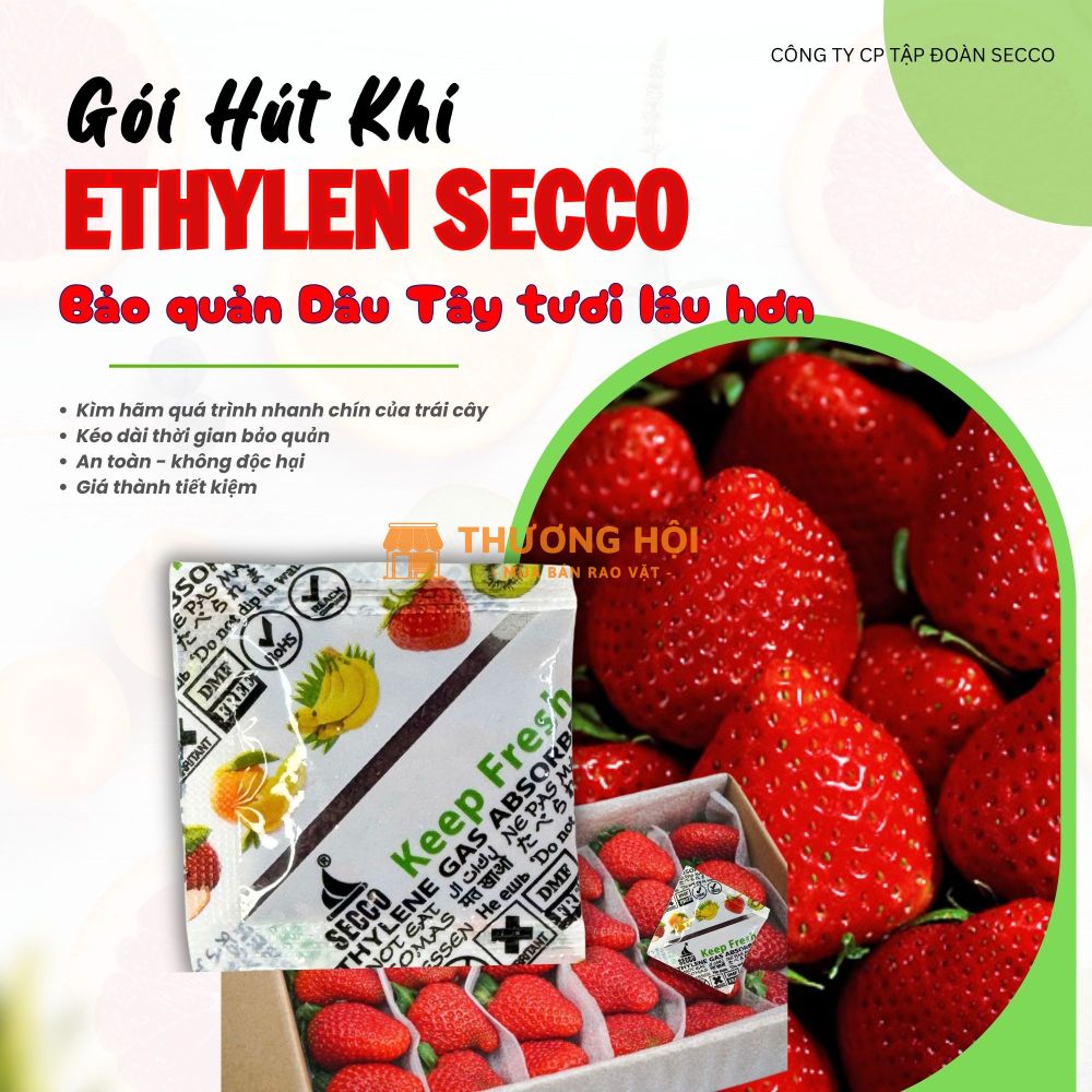Gói Hút Khí Ethylene Secco - Bảo Quản Dâu Tây Tươi Lâu Hơn