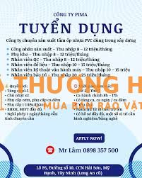 CÔNG TY PIMA TUYỂN DỤNG – NHẬN VIỆC NGAY