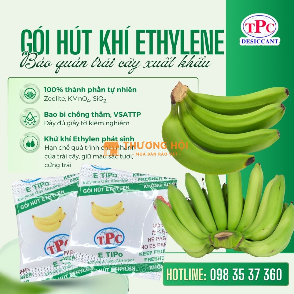 Gói hút khí Ethylene – Giải pháp bảo quản chuối tươi lâu hơn