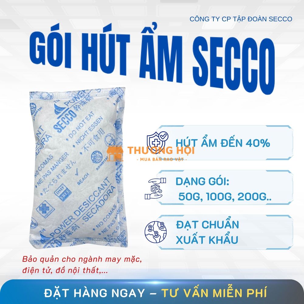 Gói Hút Ẩm Silicagel Secco 50g - Bảo Quản May Mặc, Đồ Gỗ