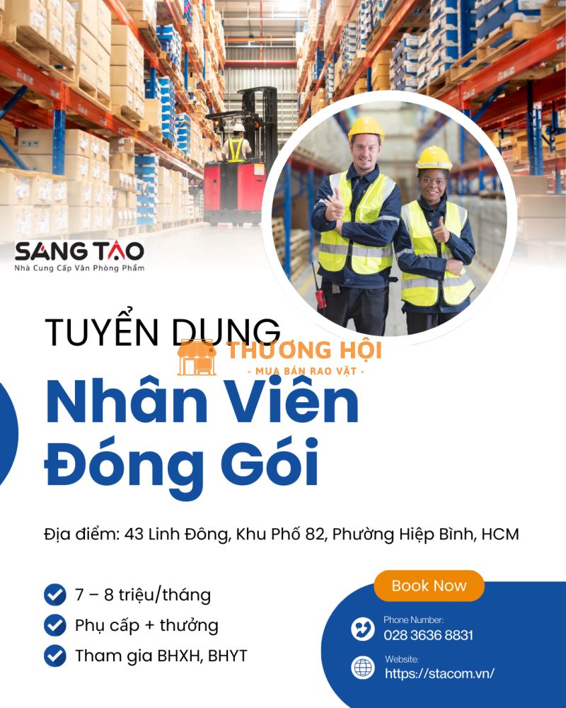 [THỦ ĐỨC] TUYỂN NỮ ĐÓNG GÓI HÀNG - LÀM GIỜ HÀNH CHÍNH