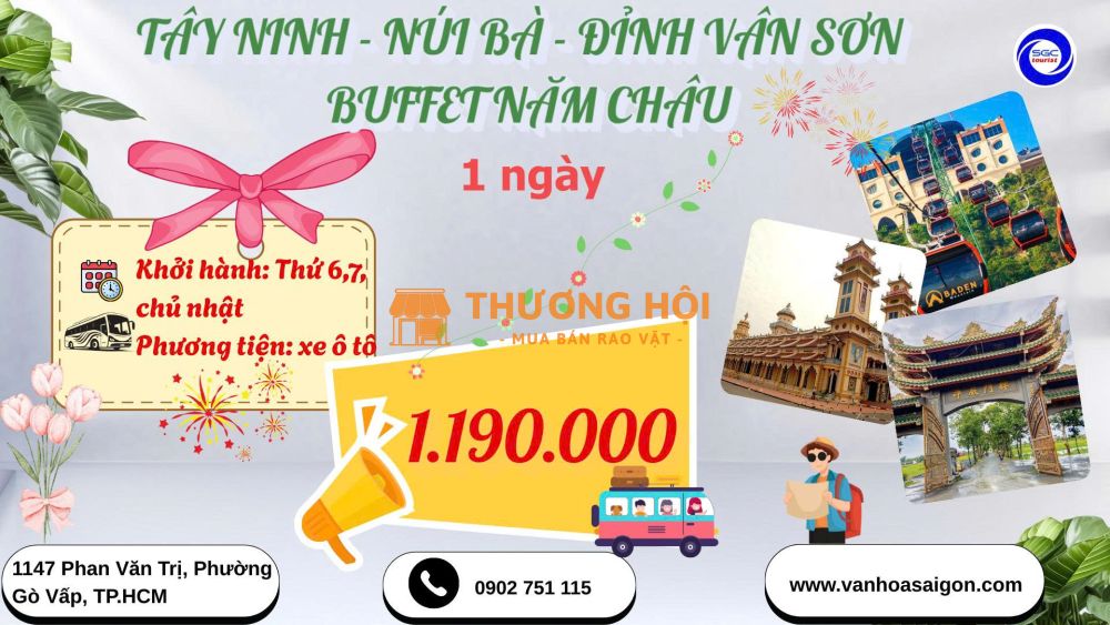 Tây Ninh - Núi Bà - Đỉnh Vân Sơn 1 ngày 2026 sgc