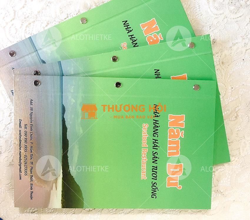 In menu bìa giấy bồi tại Phan Thiết