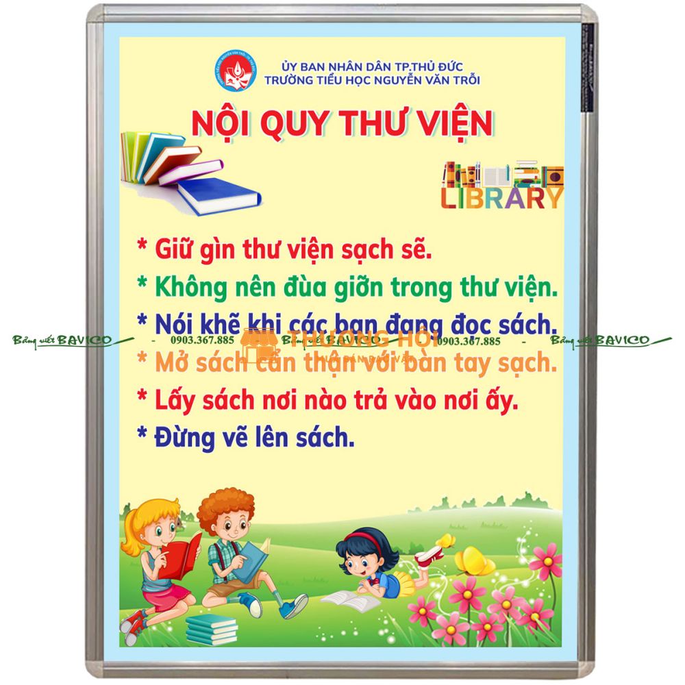 BẢNG NỘI QUY THƯ VIỆN TREO TƯỜNG