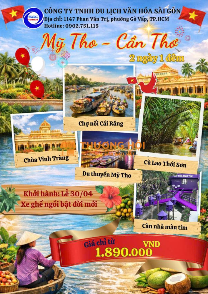 Mỹ Tho - Cần Thơ 2N1Đ 2026 sgc
