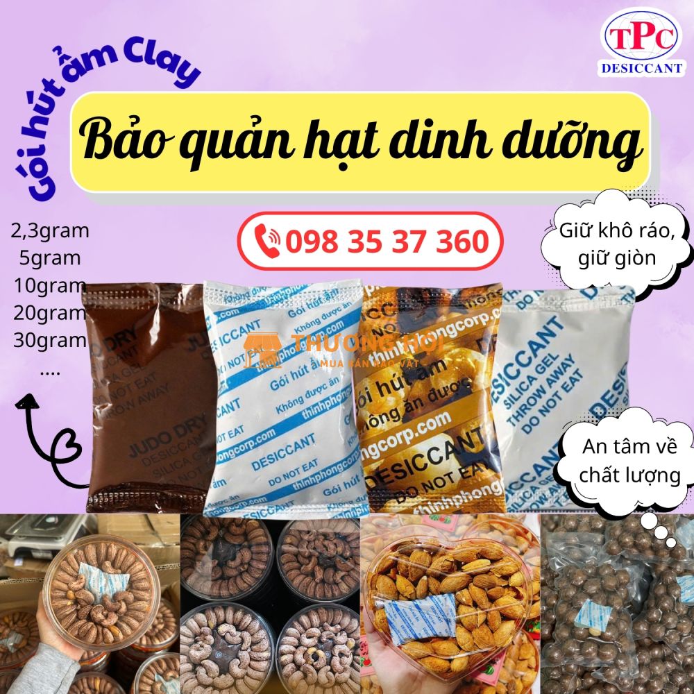 Gói hút ẩm Clay Thịnh Phong – Giải pháp bảo quản hạt dinh dưỡng an toàn, hiệu quả