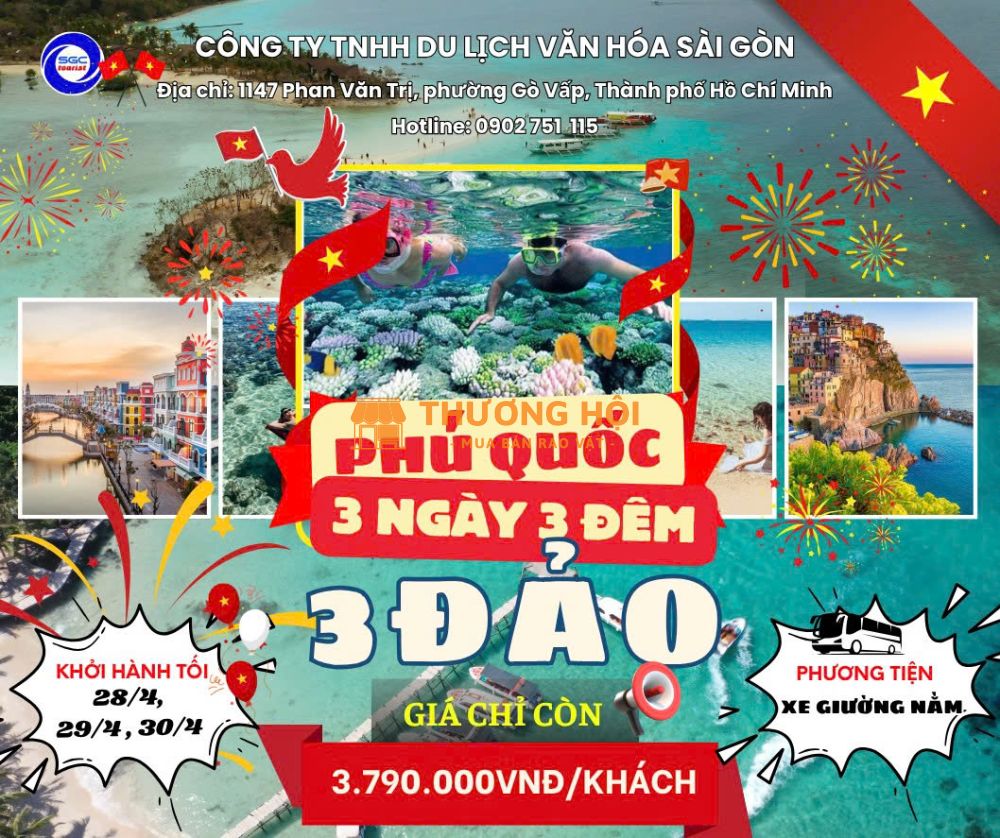 PHÚ QUỐC - 3 ĐẢO 3N3D LỄ 30.4