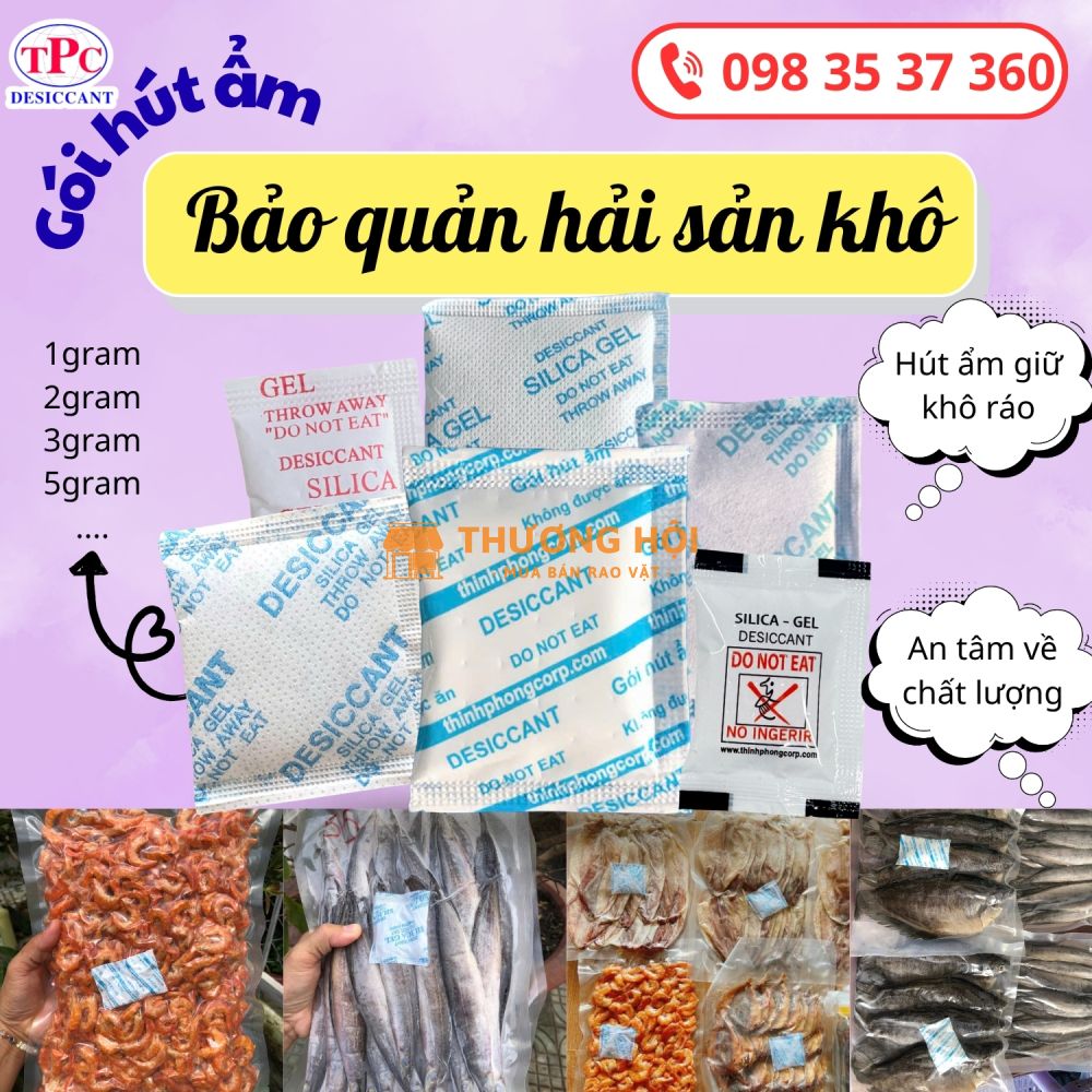 Gói hút ẩm Silicagel Thịnh Phong – Giải pháp chống ẩm mốc hiệu quả cho cá khô